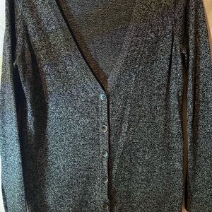 The Limited Black/Gray Heather Cardigan Sweater V-Neck Knit